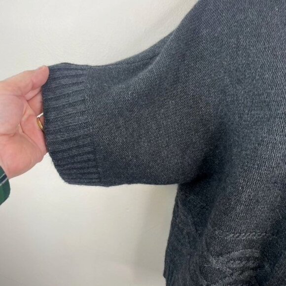 Vintage Womens Angora Wool Celtic Cable Knit Open Cardigan Sweater Large Neutral - Picture 3 of 9